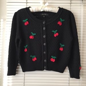 MAK 1950s Retro Knit Cherry Sweater Cardigan